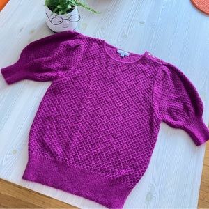 LA REDOUTE Crew Neck Jumper/Sweater with Short Puff Sleeves size S